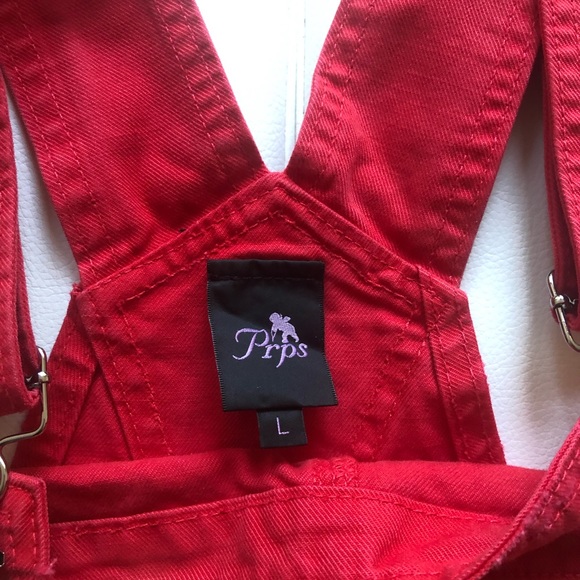 PRPS Mini Overall Red Dress Size L - Picture 2 of 10